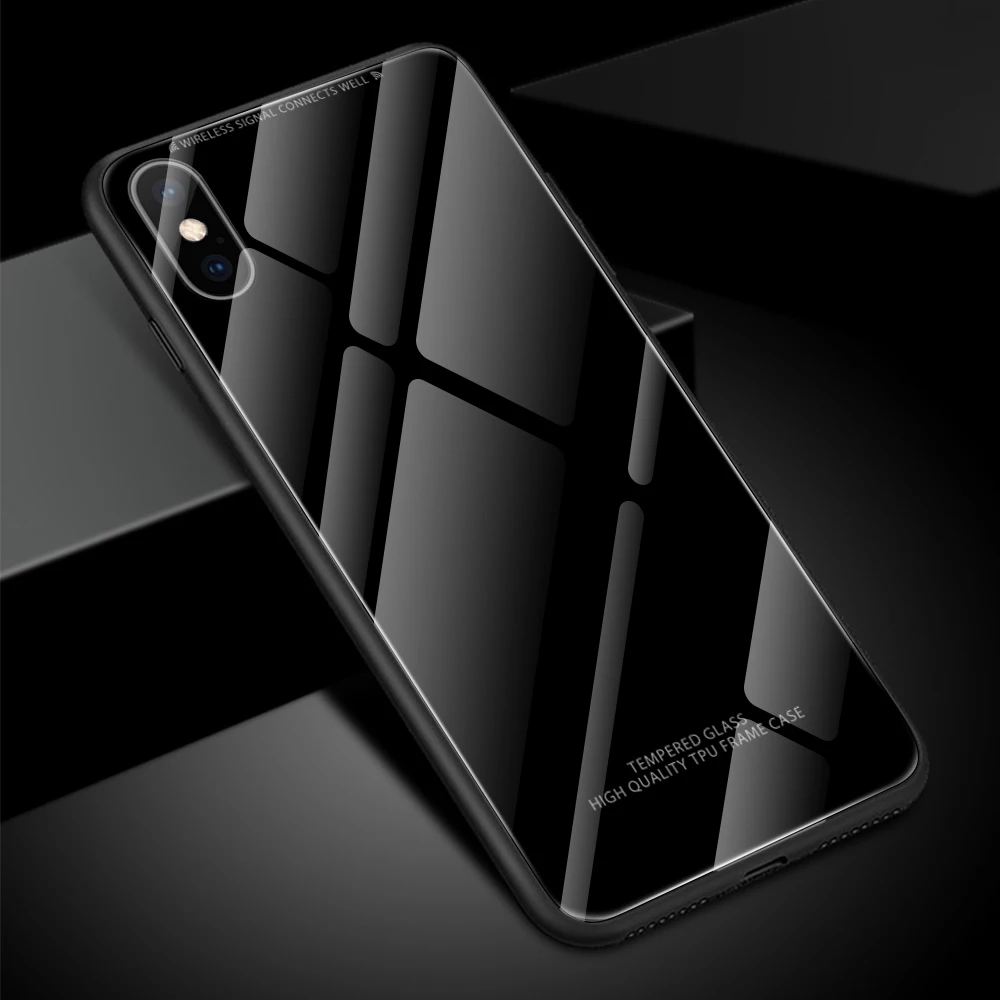 Модный жесткий стеклянный чехол для телефона для iPhone XR XS X XS Max однотонный Гладкий роскошный защитный чехол Funda для iPhone 6 6S 7 8 Plus