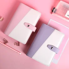 

1pc Macaron Color Stitching Loose-leaf Notebook Binder Cover A6 Portable Notepad Hand Ledger Notebook Shell Notebooks Cover