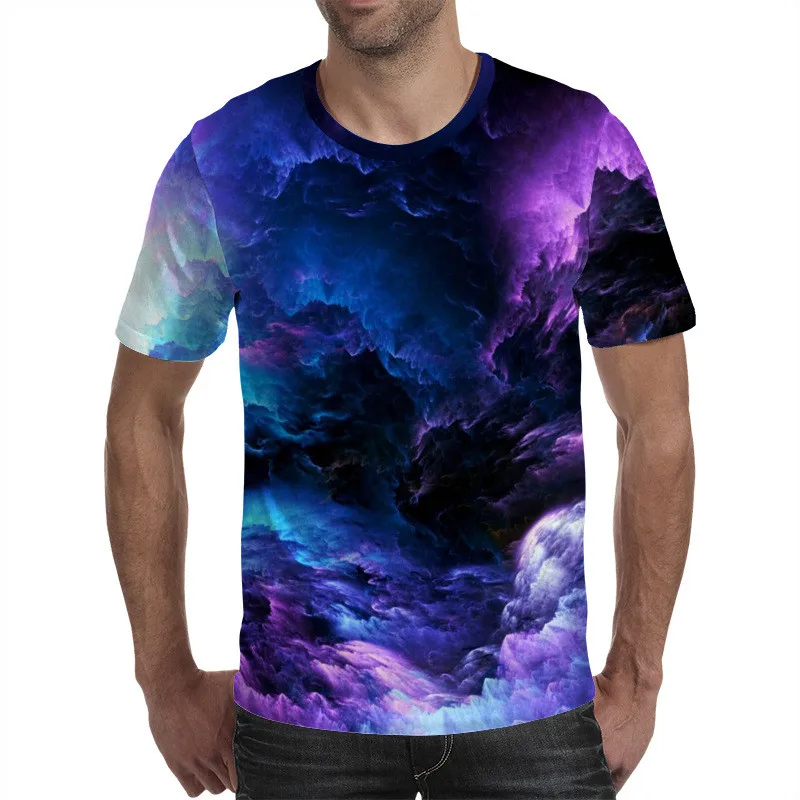 3d Tshirt Galaxy Space T shirt Men Nebula Printed Lightning Shirt Tee Print T-shirts Psychedelic Tshirts Casual  Мужская | Отзывы и видеообзор