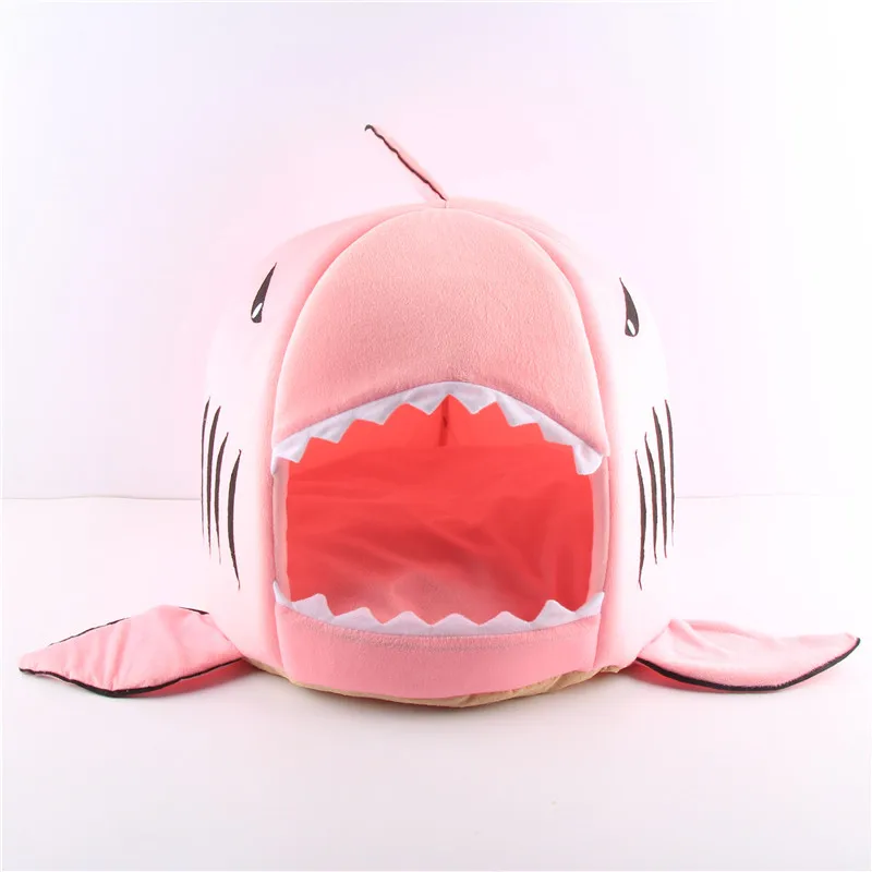 1PC shark dog bed cat bed and house pet sleeping sofa bed small medium pet bed kitten indoor house kennel washable pad WF813253 - Цвет: pink