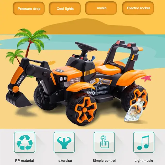 Children'S Electric Excavator Boy Toy Car Excavator Can Be Charged By People 1-6 Year Kids'S Ride-On Toys Walker Scooter Gift 2