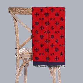 

Cross-border hot scarf men in Europe and America in 2019,Crocin Double-sided Coloured Cashmere-like Scarf Male Red winter scarf