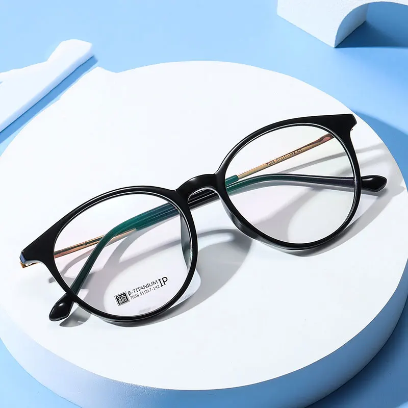 US $26.99 Beta Titanium Frame Glasses Unisex Full Rim Eye Glasses Round Spectacles With Spring Hinges New Arrival Eyewear