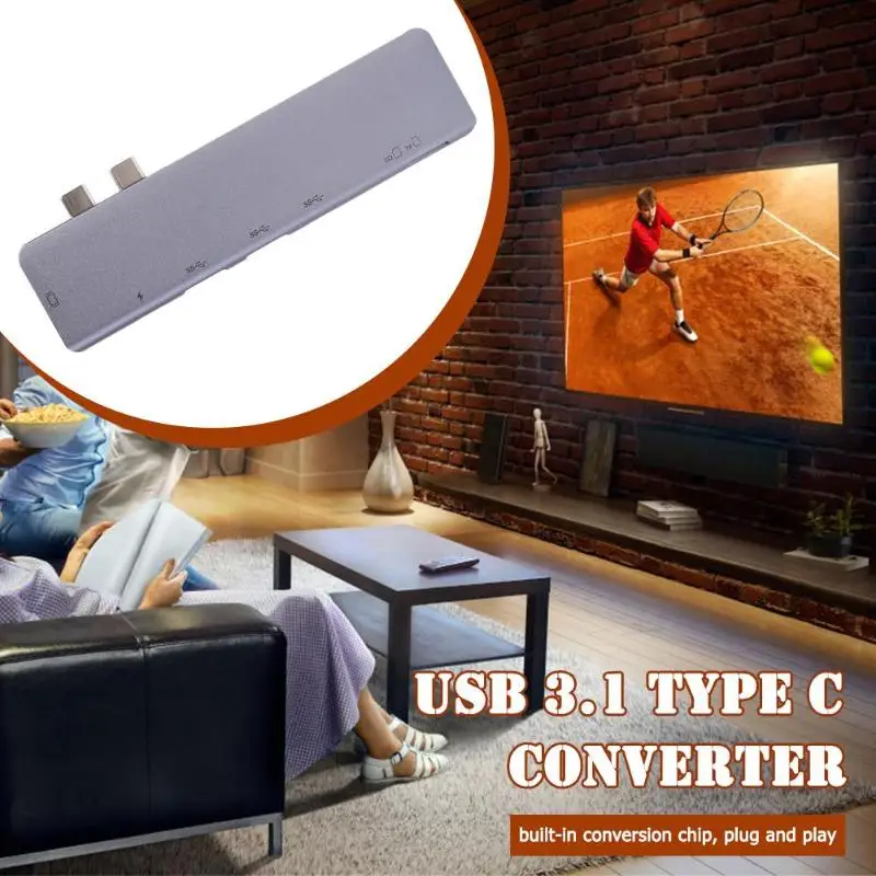 Портативный usb type C конвертер 4K HDMI 2 USB C 2 USB 3,0 Plug and Play high definition TV TF кард-ридер адаптер