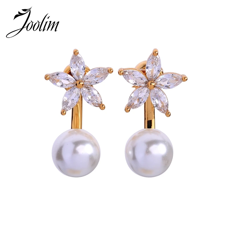 

Joolim High Quality Glass Cubic Zirconia Flower Convertible Earring Delicate Earring