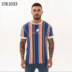 GYMLOCKER хип-хоп полосатая быстросохнущая футболка, мужские футболки с коротким рукавом и принтом, мужские футболки с круглым вырезом 2019