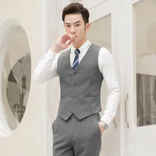 Осень и Новинка зимы Стиль в Корейском стиле-Стиль Slim Fit Повседневный жилет костюм Для мужчин с v-образной горловиной жилет рабочая одежда праздничная одежда