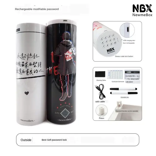 Pencil Case Code Lock Pen Box NBX Password Pencil Case Large Capacity Stationery Box Multi-Function Cylindrical Pencil Box Style 7