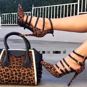 

New pattern Leopard print Women's shoes Authentic superstar Fashion Show Casual Fashion Women's high heels 11cm Thin Heels 3-14
