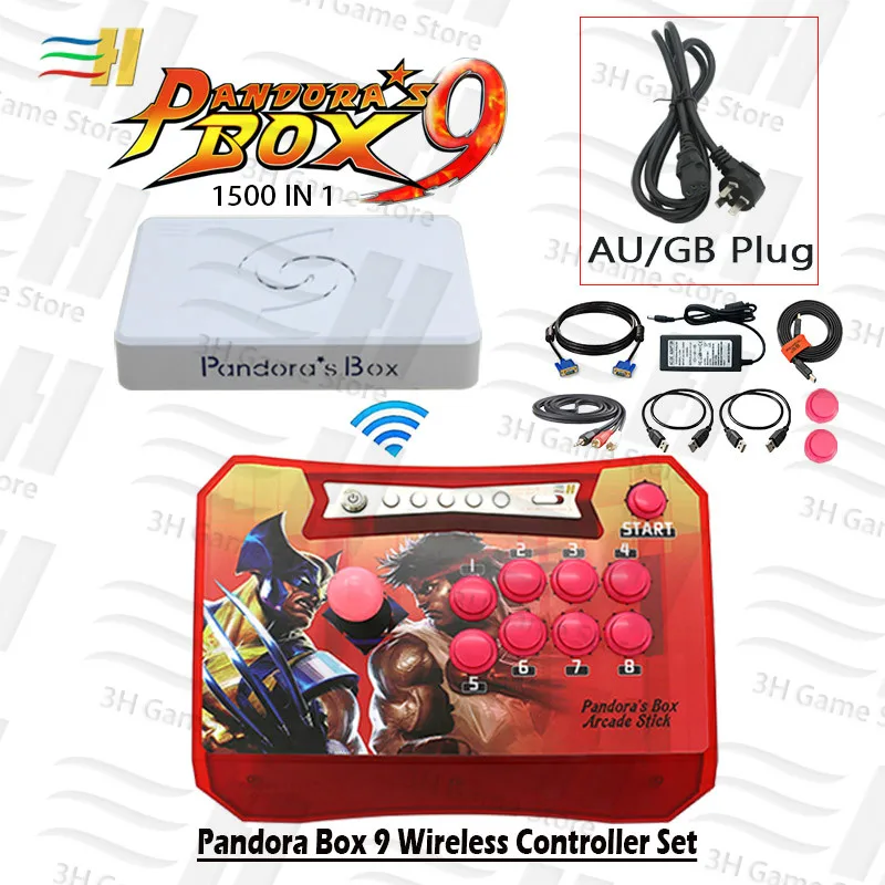 9 red GB Pandora Box 9 беспроводной контроллер 1500 В 1 аркадная игра джойстик Кнопка HDMI VGA USB подключение ТВ ПК ps3 plug and play 5S 6s 7 - Цвет: 9 red GB