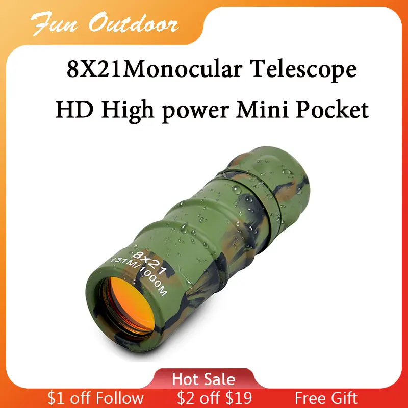 Монокулярный телескоп 8X21 HD высокомощный карманный мини-телескоп с красной