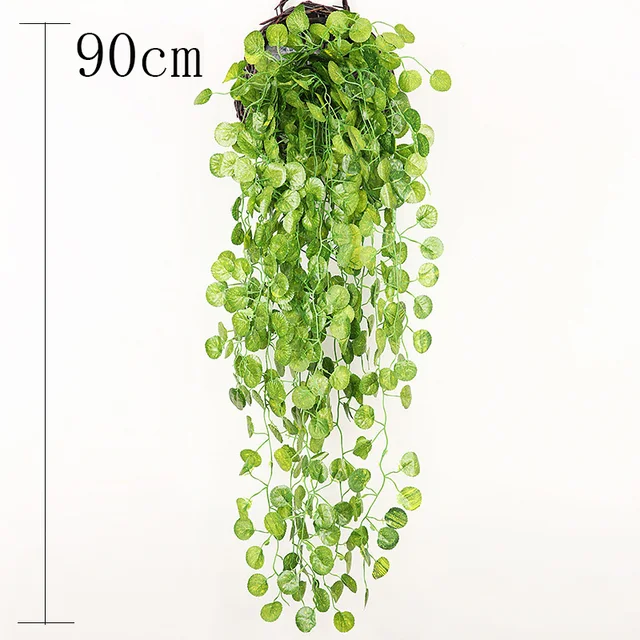 Artificial Plant Vines Wall Hanging Rattan Leaves Branches Outdoor Garden Home Decoration Plastic Fake Silk Leaf Green Plant Ivy G4