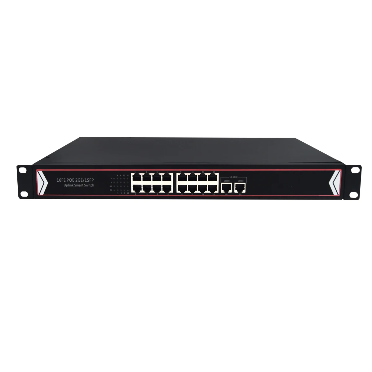 H60118d5ae2244f7381bc634bd59f7e38t Conmutador de 16 puertos de alimentación no gestionada sobre Ethernet interruptor 2 Gigbit Uplink 400W 802.3af para cámaras IP de red 1U 19 ''Rackmount