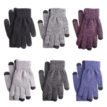 

Women Men Winter Thick Warm Touch Screen Gloves Ribbed Cuff Plush Lined Mittens