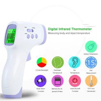 

Digital Forehead Ear Temperature Thermometer IR Infrared Thermometer Baby Non-Contact Forehead Temperature Instruments for Baby