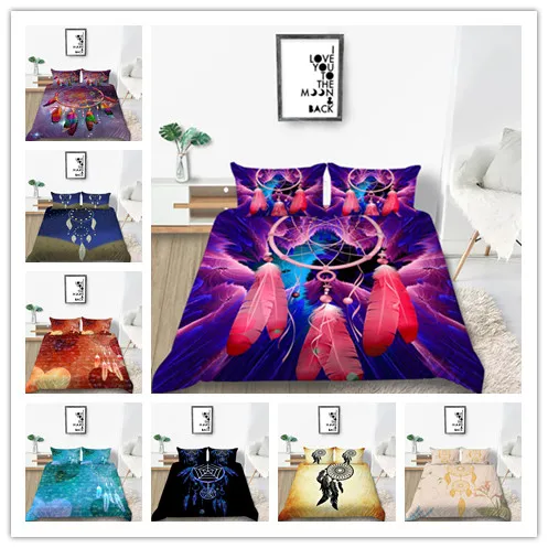 

2019 New Products Creative Pattern Dream Catcher Series Bedding Sets Colorful Feathers Printing 2/3Pcs/Set Duvet Cover Set