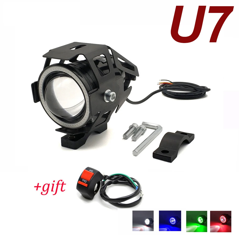 

U7 LED Light Motorcycle Angel Eyes Headlight Spotlights Auxiliary Bright Fog Light For Kawasaki VERSYS 300X ZX636R NINJA 400R