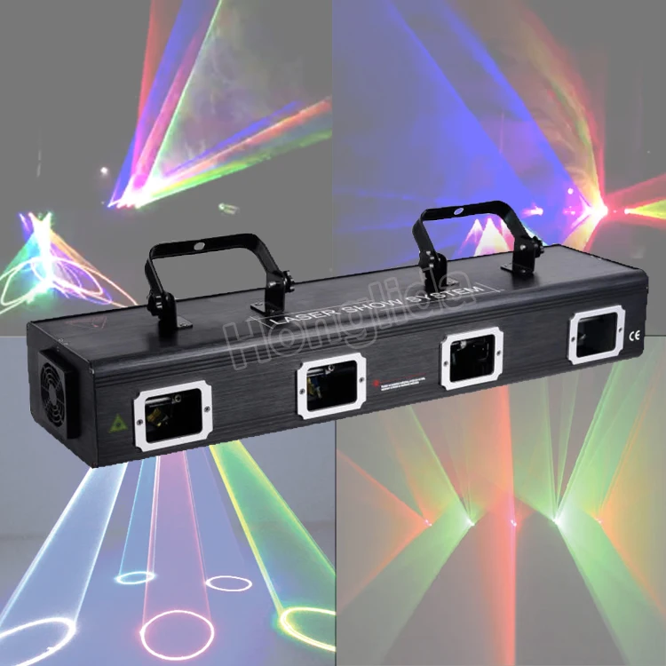 4 Lens Red Green bule Laser Light/DMX512 Professional DJ Home Party Show Bar Holiday Effect Stage Lighting/4 Heads Scan | Лампы и