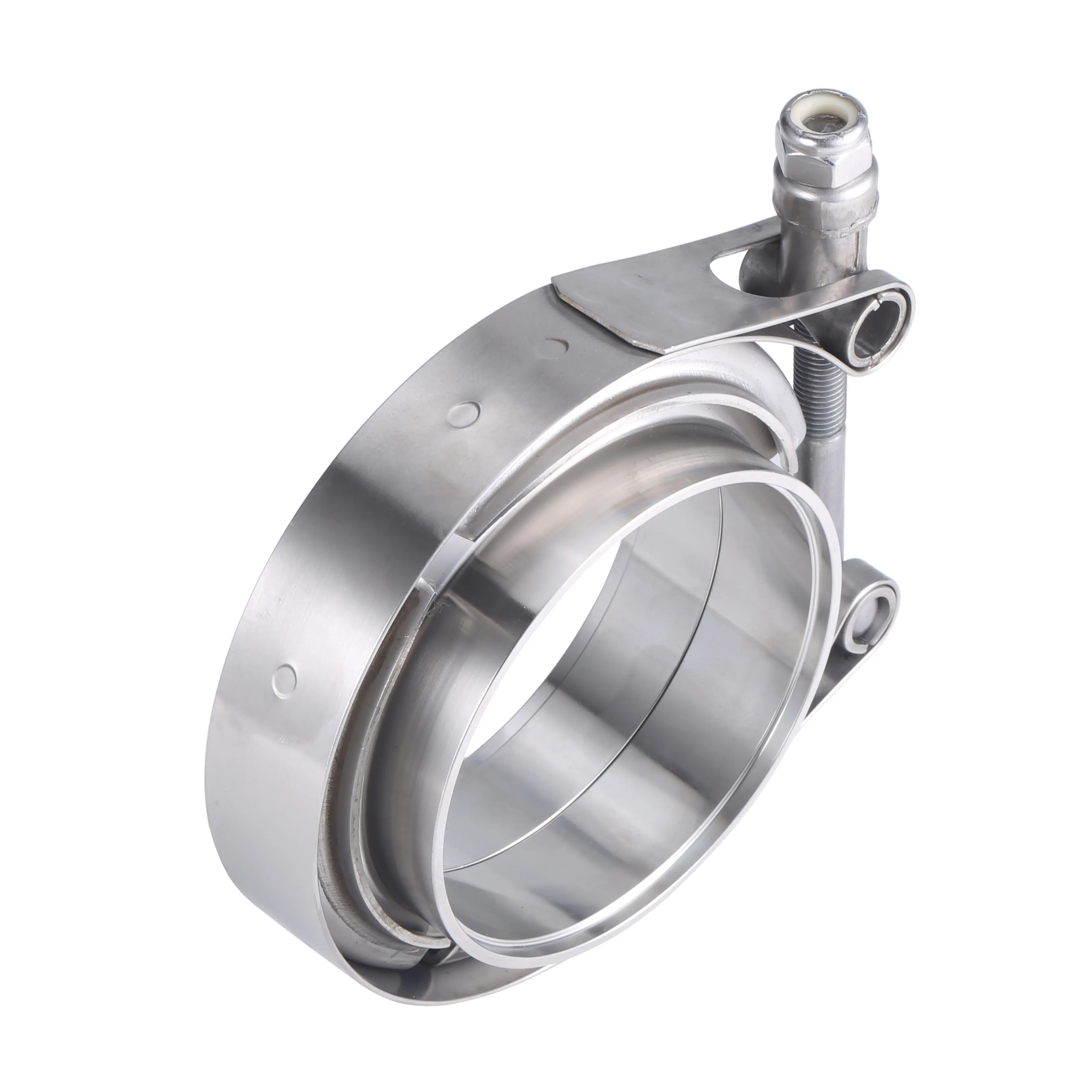 Morsetto A V In Acciaio Inox 2.25 Pollici Per Scarico Turbo – Fascetta Con 2 Flange, Ricambio Universale - 2