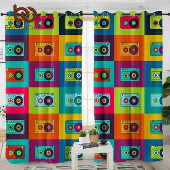 

BeddingOutlet Audio Cassettes Luxury Curtain Colorful Curtain For Kitchen Retro Magnetic Tape Living Room Curtains 150x270cm 1pc