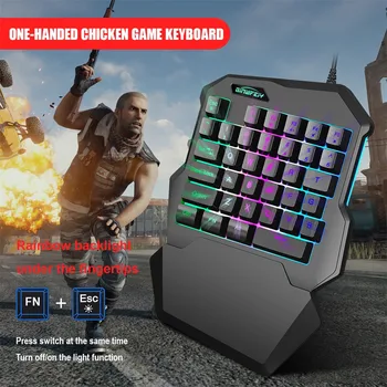 

35-key Mini Usb Wired Gaming Keyboard With Led Backlight Lol / Pubg / Cf One-handed Movie Mechanical Film Keyboard #Zer