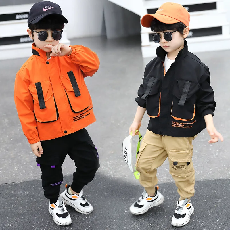 

22378 BOY'S Coat Trench Coat 2020 New Style Spring And Autumn Fashion Kids' Overcoat Children Two-color Jacket Fashion