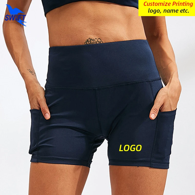 Quick Dry Women Push Up Yoga Shorts with Pocket High Waist Cycling Sports  Short Tights Gym Fitness Running Short Pants Customize