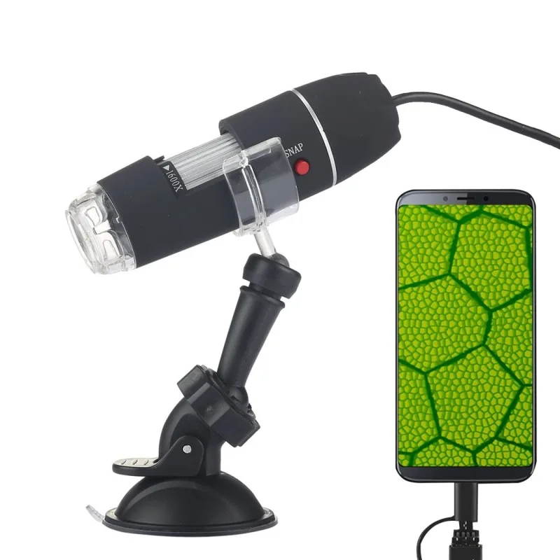 

Mobile portable 1600X zoom 300,000 pixel HD 2 in 1 USB microscope with 8 beads digital electronic detection