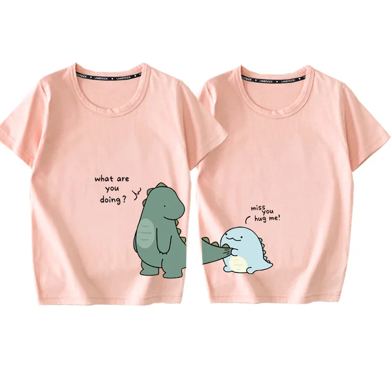 2022 Mother Kids Family Matching Outfit T-Shirts Clothes 100% Cotton Short Sleeve Dinosaurs Cartoon Parent Girls Boys Clothing 5