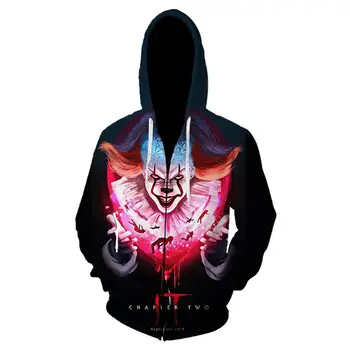 

joker Back soul clown harajuku Hoodies Cosplay disfraces 3D impreso sudadera zip Cardigan dibujos animados chaquetas con capucha