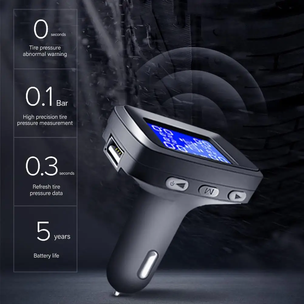 

Car TPMS Tire Pressure Monitoring System Sensors Cigarettes Lighter USB port Auto Security Alarm Systems for Tire Pressure