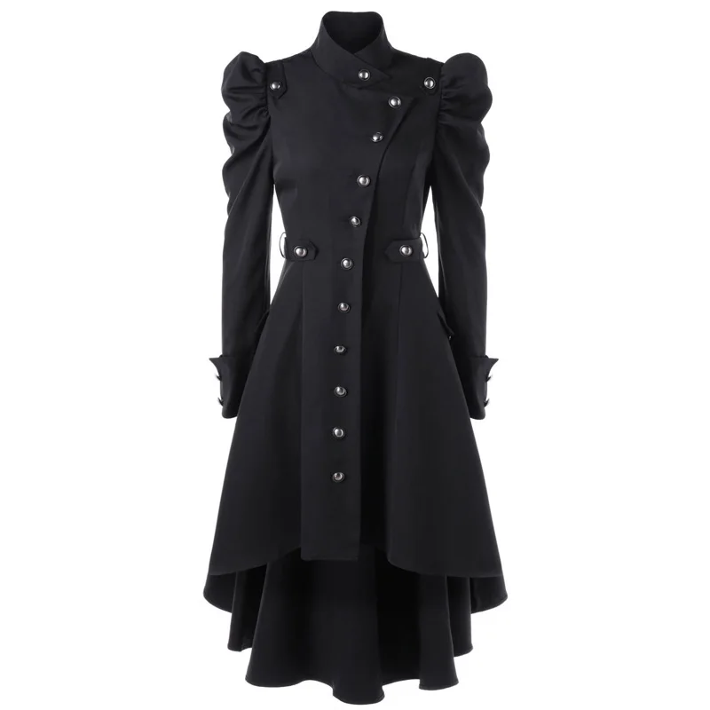 

Women Windbreaker Medieval Steam Punk Vintage Standing Collar Slim Coats M~XXL