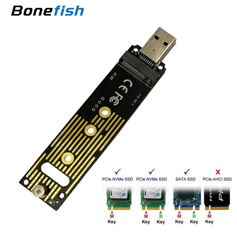 M.2 NVMe SSD To USB 3.1อะแดปเตอร์ M ภายในการ์ด10Gbps M2 USB 3.0ขยาย