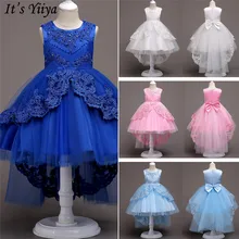It's Yiya/Платья с цветочным узором для девочек, 6 цветов, длинное платье для девочек с бантом, пышные платья, детские праздничные кружевные платья для девочек, 584