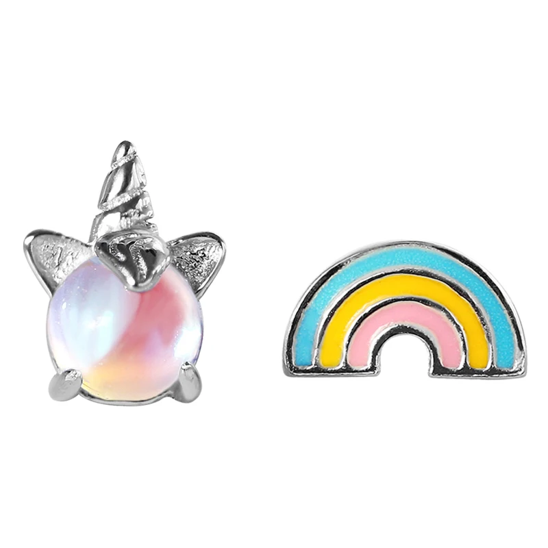 

Clip on Earrings No Pierced Ears Small Cute Rainbow Unicorn Clip Earrings Without Piercing Women Student Girls Kids