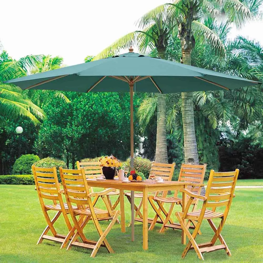 Yestarry 13ft Xl Outdoor Patio Wooden Umbrella W German Beech Wood Pole Beach Yard Garden Wedding Cafe Garden Green Aliexpress