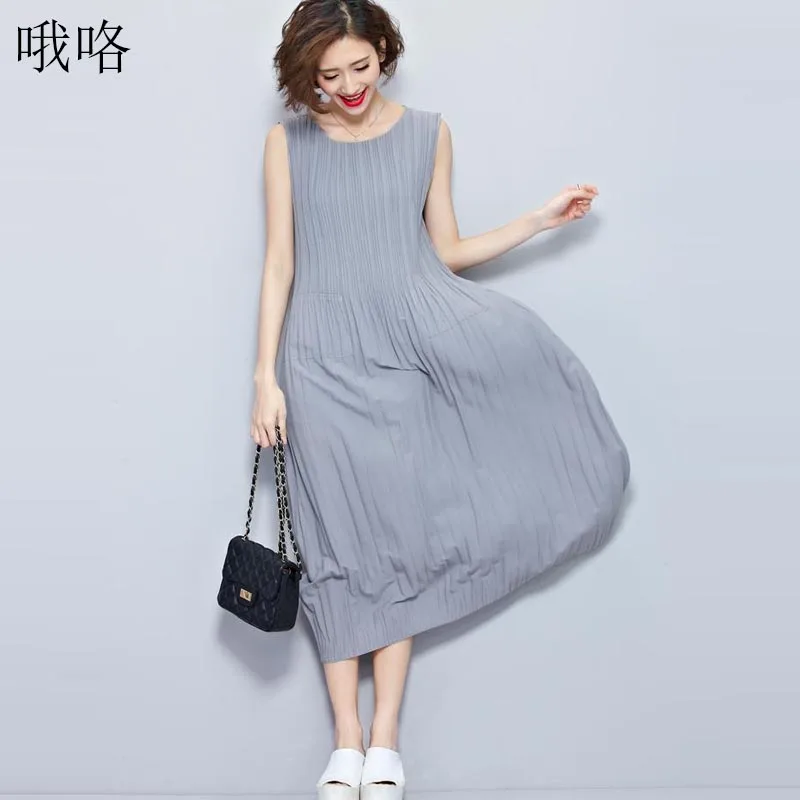 

Women Dress Big Size Striped Print Cotton Solid Show Thin Vest Elegant Dresses 2019 Fashion Casual sleeveless Female Tops