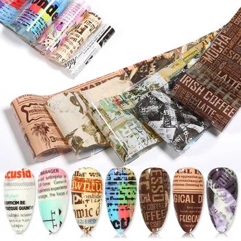 

1/10pcs Newspaper Stickers On Nail Foils Transfer For Nail Art Stickers Decals Decoration DIY Nail Accessories