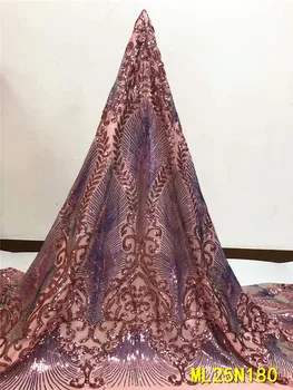 

BEAUTIFICAL tulle african sequins lace fabrics 5 yards/lot new arrival wedding french sequins laces ML25N180