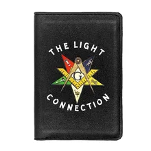

The Light Connection Masonic Leather Passport Cover Men Women Slim ID Card Holder Pocket Wallet Case Travel Accessories