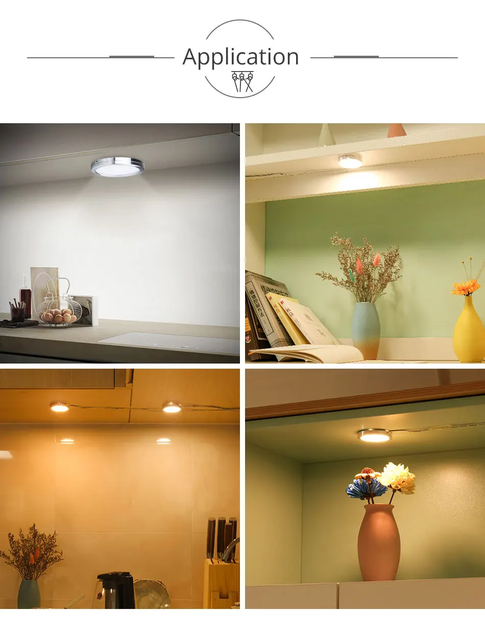 2.5W LED Cabinet Lights 6Pcs Under Counter Shelf Furniture Lighting Kitchen Cupboard Soft Light Illuminate Showcase Exhibition (5)