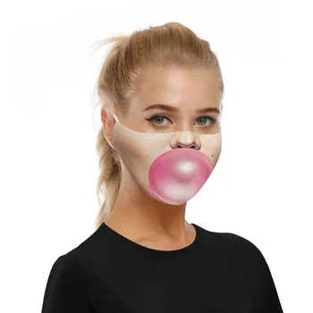 

New Unisex Funny Digital Printing Dust-proof Mouth Muffle Adjustable Hanging Ear Type 5 Layers Synthetic Filter Anti-fog Mask