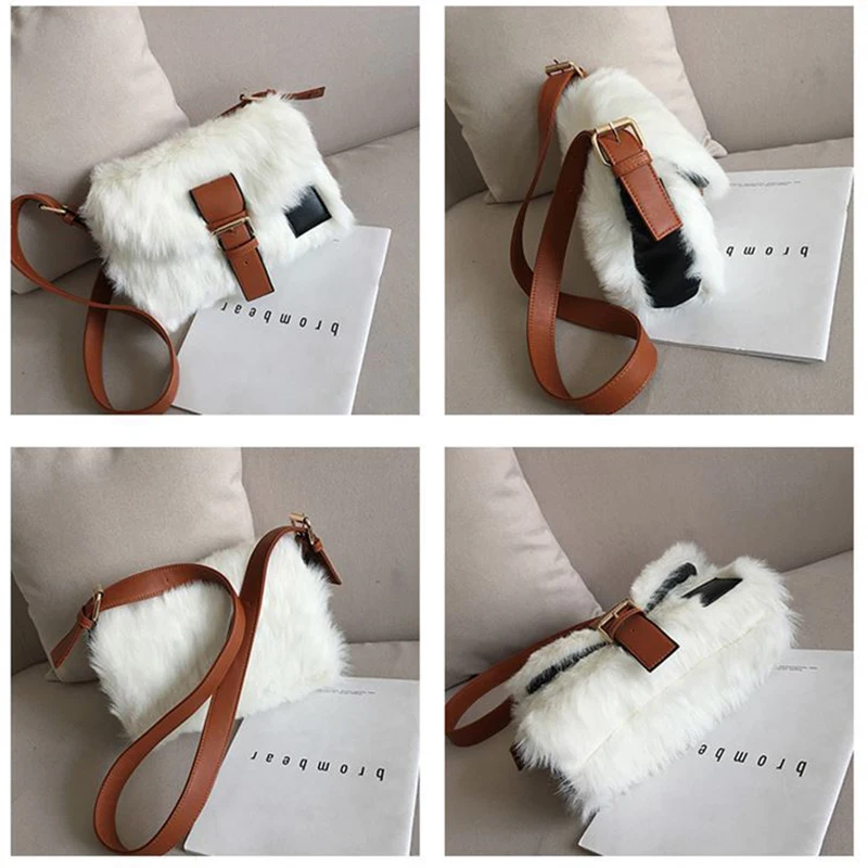 Winter Fashion New Sweet Girl Square bag High quality Soft Plush Women's Designer Handbag Casual Shoulder Messenger bag