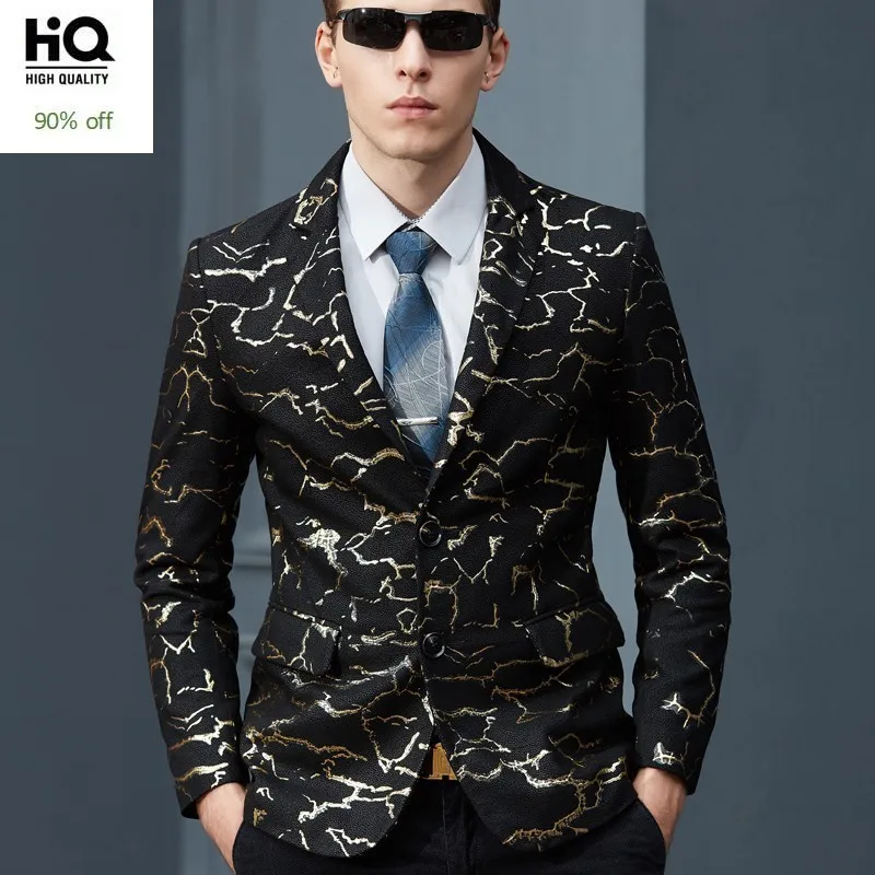 

2020 New Men Korean Sheepskin Genuine Leather Blazer Jacket Slim Fit Printed Business Fashion Coat Man Real Leather Jacket