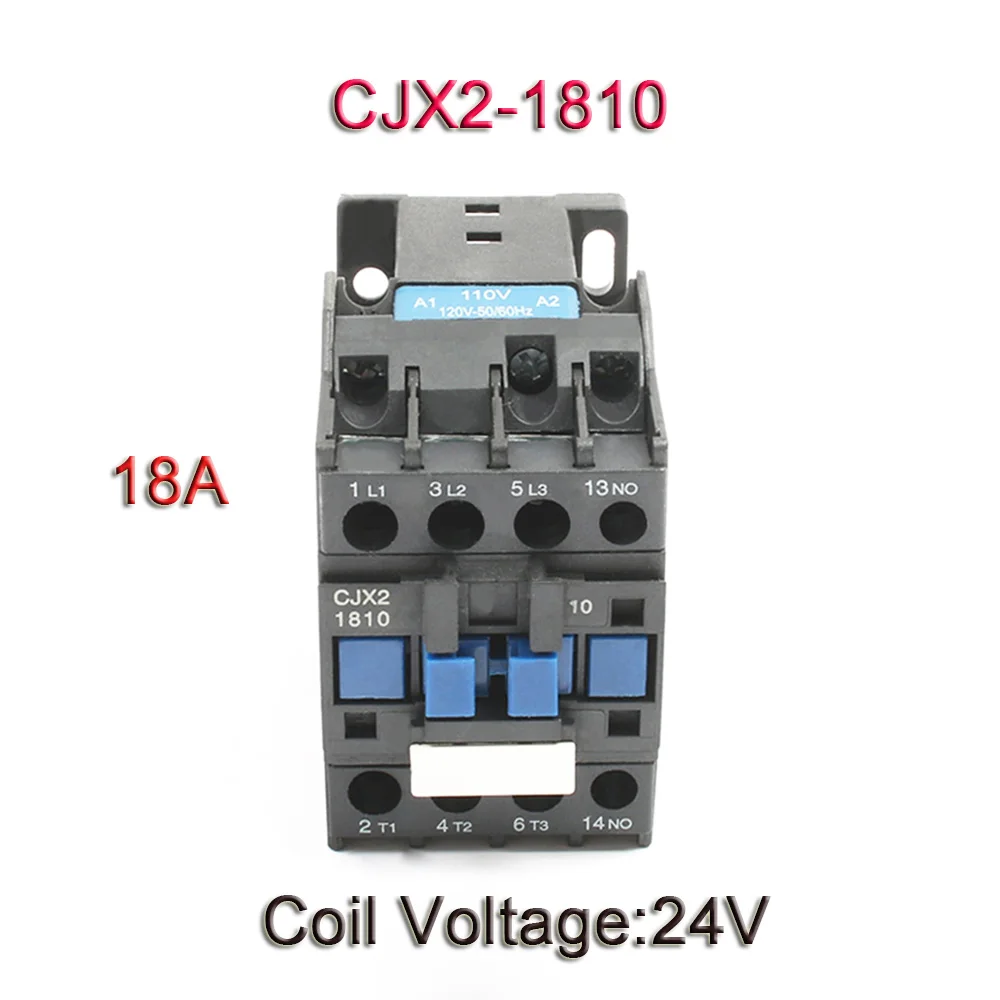 1810-24V CJX2-0910/1210/1810 36V 110V 220V 380V реле стартера двигателя на din-рейке LC1-D контактор переменного тока с Поплавковым выключателем 24V 3P+ 1 NO - Цвет: 1810-24V