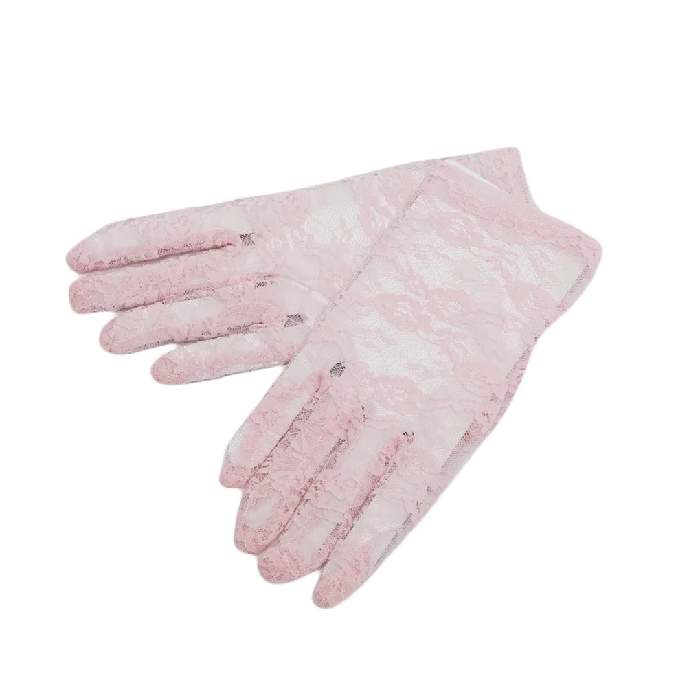 Красный High Quality Sun Protection Accessories Lace Hollow-Out Gloves Delicate Lace Jacquard Pattern Lace Gloves - Цвет: Красный
