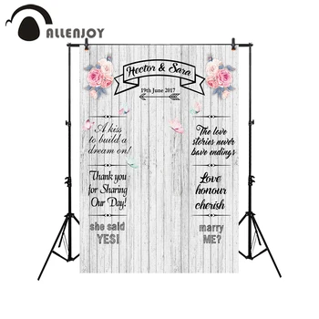 

Allenjoy Engagement Photobooth Pink Rose Butterflies Propose Marry Me Phrase Banners Wooden Floor Wedding Party Supplies Decor