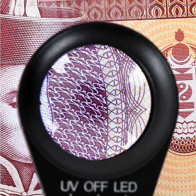 Folding Jewelry Loupe LED UV Optical Glass Lens Illuminated Jewelry Magnifier Identifying Diamonds Antique Stamps Currency Tools