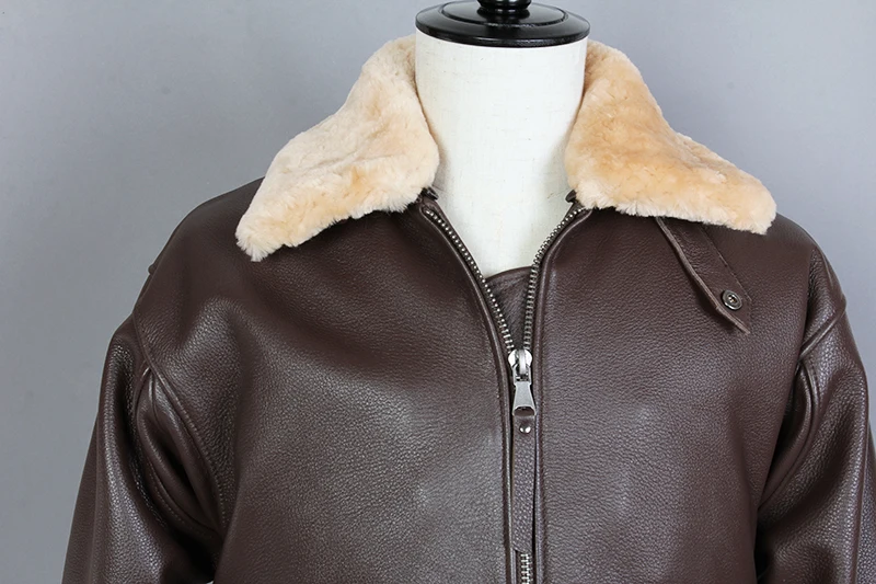 Avirex fly Fur collar Genuine Leather Jacket Men Cow Leather G1 Air force Flight Jacket Bomber Jacket Male Winter Coat