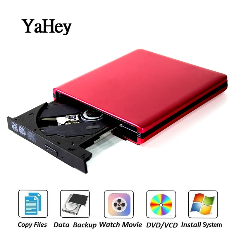 

USB 3.0 External CD Drive, Portable DVD/CD RW Rewriter Burner Compatible with Laptop Desktop PC Windows Linux OS Apple Mac